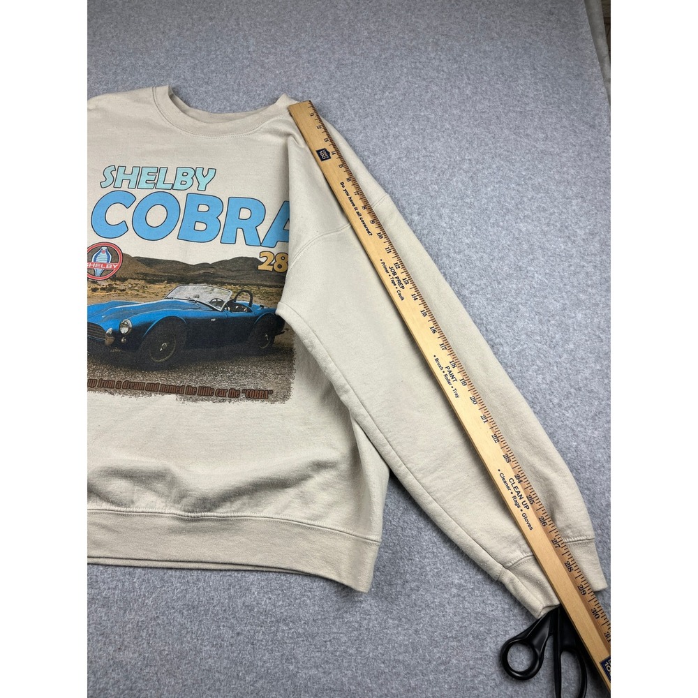 Shelby Cobra Sweatshirt Mens Large Beige Graphic Crewneck Car Racing Pullover - Picture 7 of 7